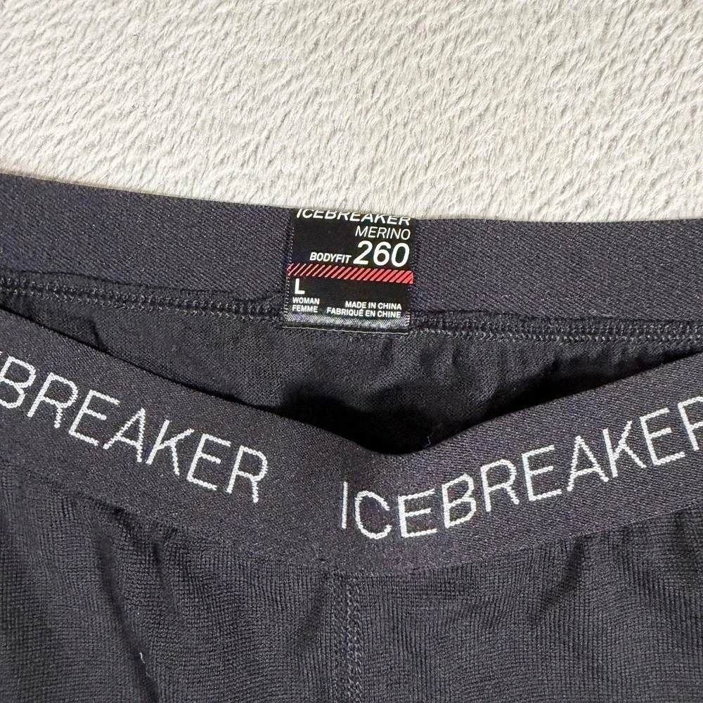 Icebreaker Merino 260 Leggings Womens Large Black Bodyfit Base Layer Thermal - Picture 4 of 10
